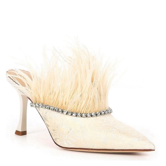 Nicola Bathie x antonio Melanie feather heeled Mules size 6 NWOB - Picture 7 of 9